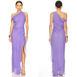NEW NWT Bec + Bridge Maeva Off The Shoulder Maxi Dress In Grape Purple